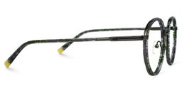 Emmanuel Blumendruck-Dunkelgrün Rund Brille2