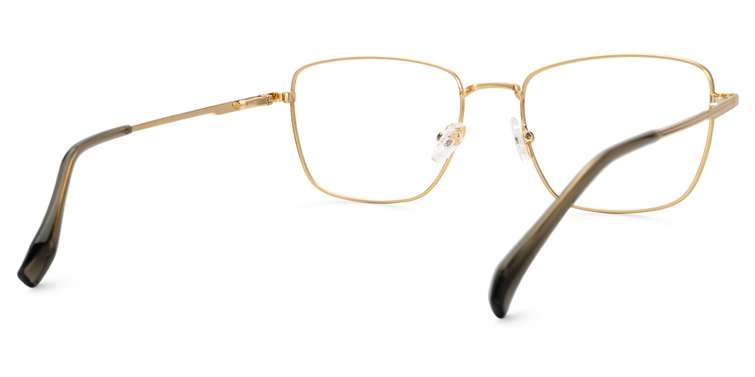 Oduntan Gold Rechteckig Metall Brille3