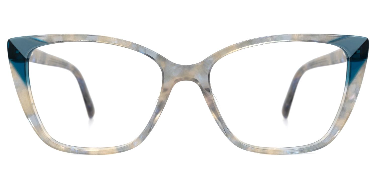 Kaula Blumendruck-Blau Cateye Brille0