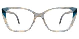 Kaula Blumendruck-Blau Cateye Brille0