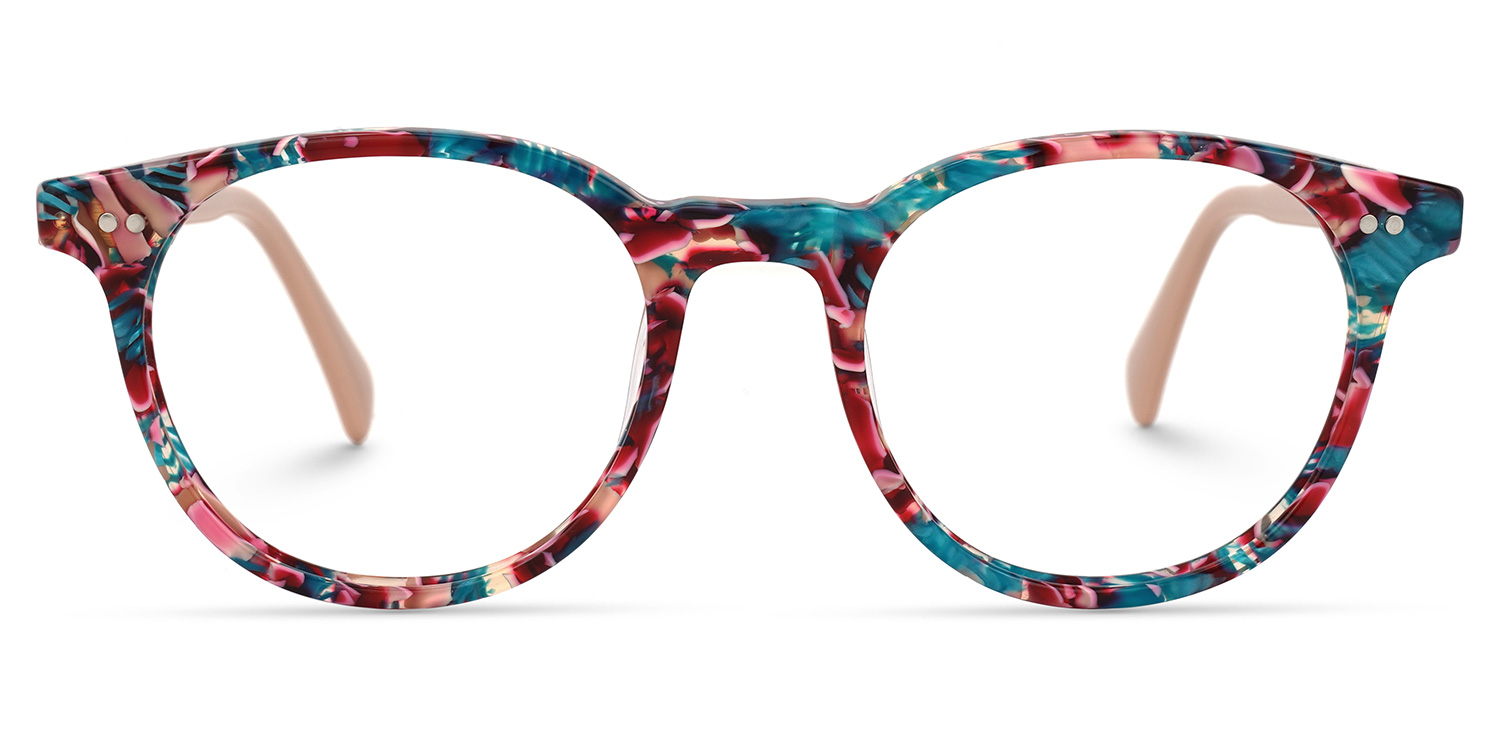 Taletta Blumenmuster-Rot Rund Brille0