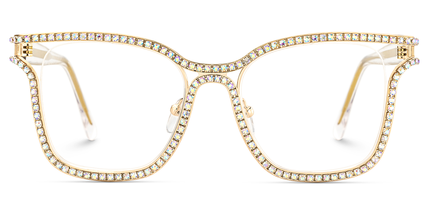 Shine Gold Quadratisch Brille gutes Bild