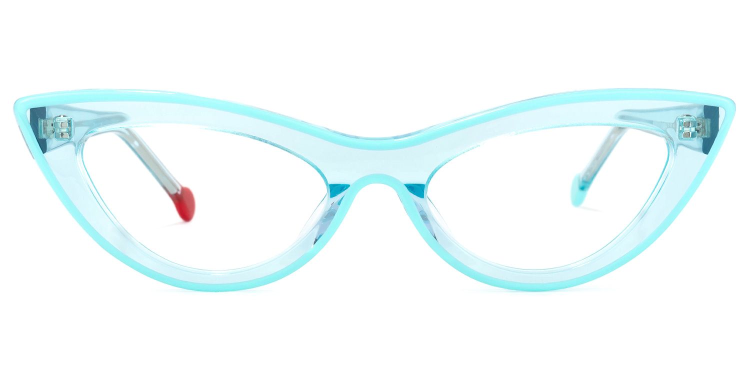 Yuki Blau Klar Cateye Brille0