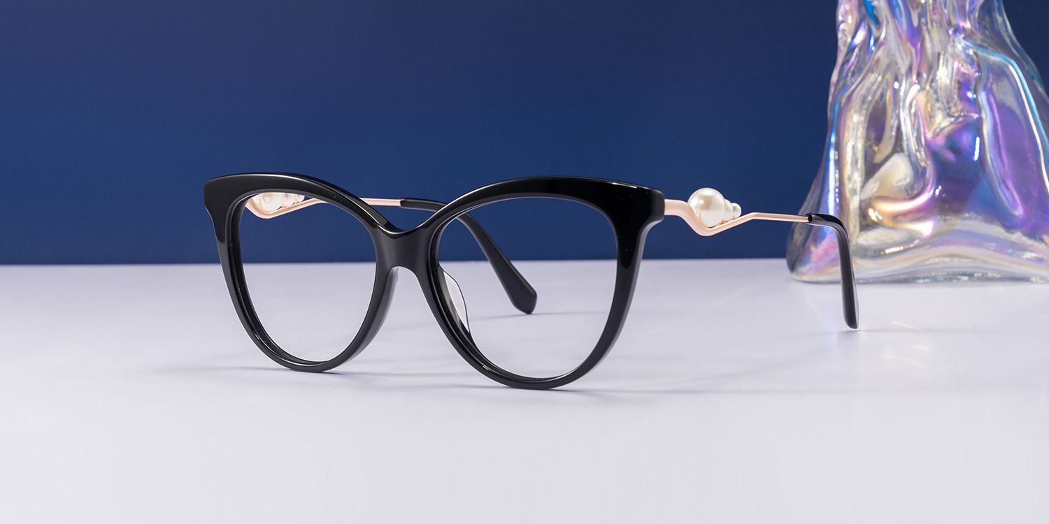 Sherrie Schwarz Cateye Gemischte-Materialien Brille2