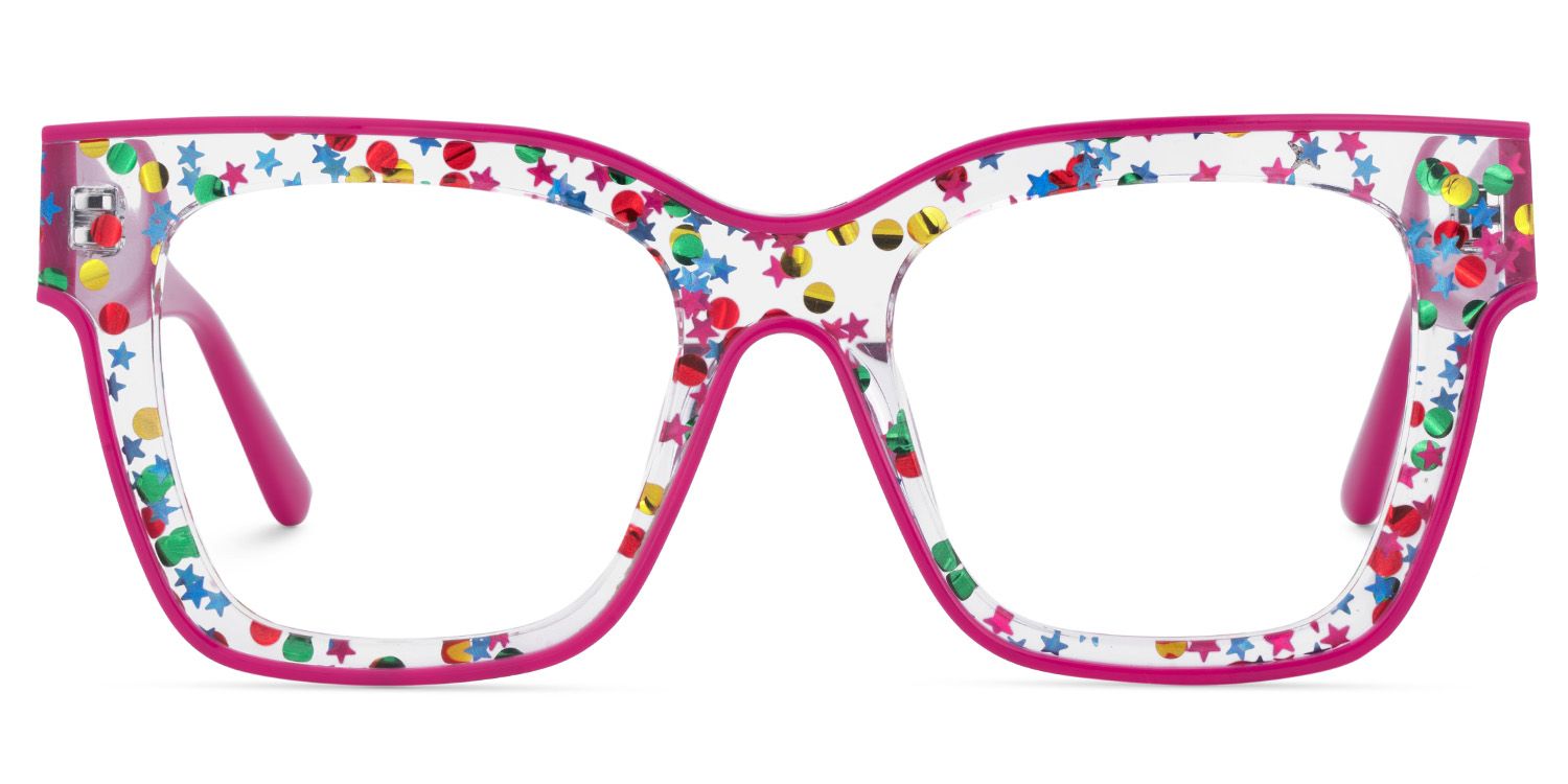 Zerica Rosa-Rot Quadratisch Acetat Brille1