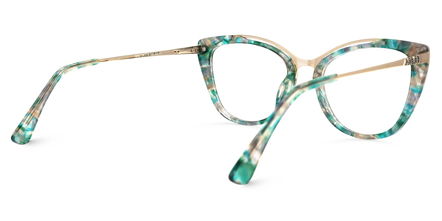 Belle Blumendruck-Grün Cateye Brille2