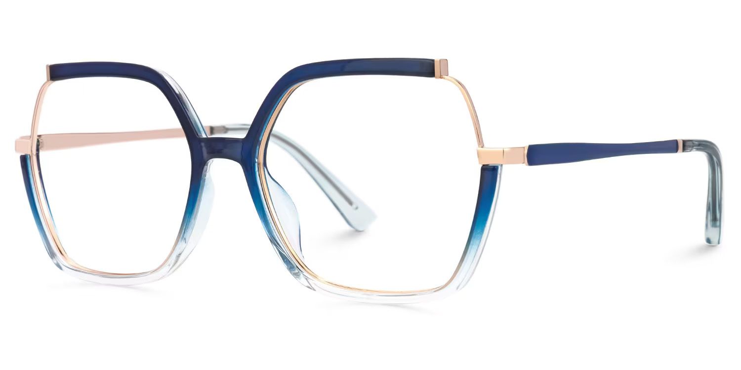 Yulisa Blau Quadratisch Gemischte Materialien Brille4
