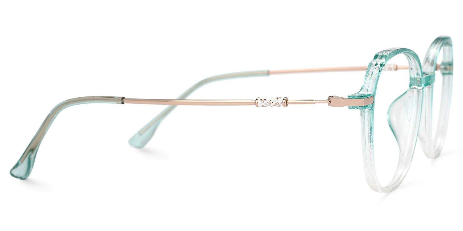 Mikaili Grün Klar Rund Brille2