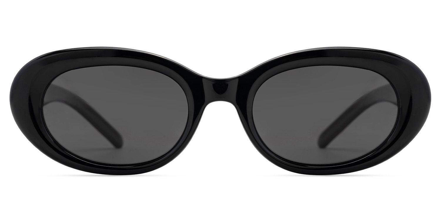 Shirley Schwarz Oval Sonnenbrille gutes Bild