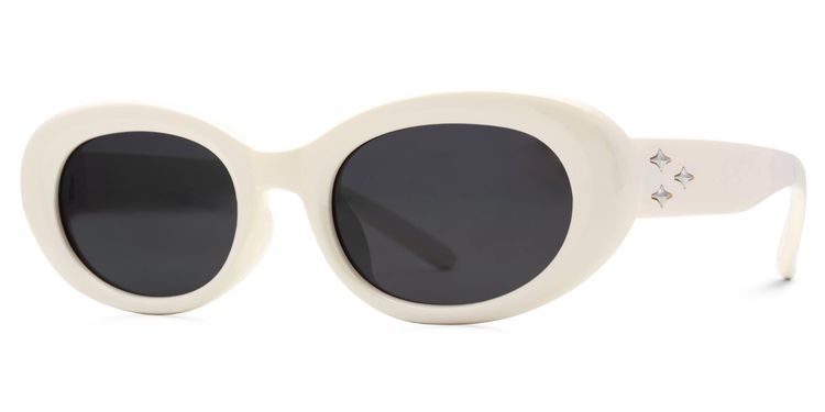 Shirley Weiß Oval Sonnenbrille