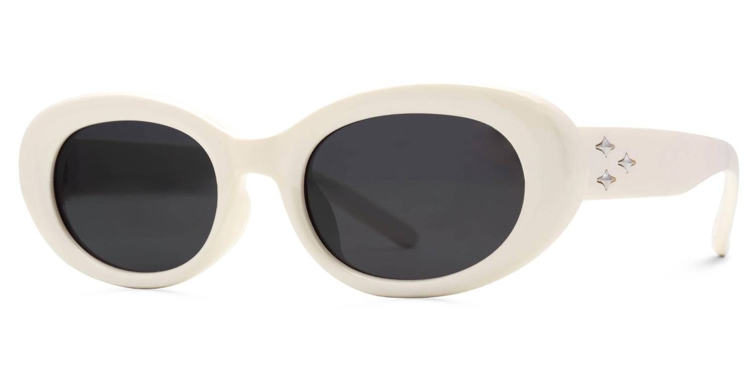 ZEELOOL Shirley Weiß Oval Sonnenbrille