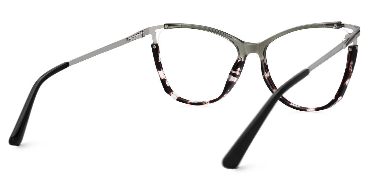 Yomary Grau-Braun Cateye Gemischte Materialien Brille2