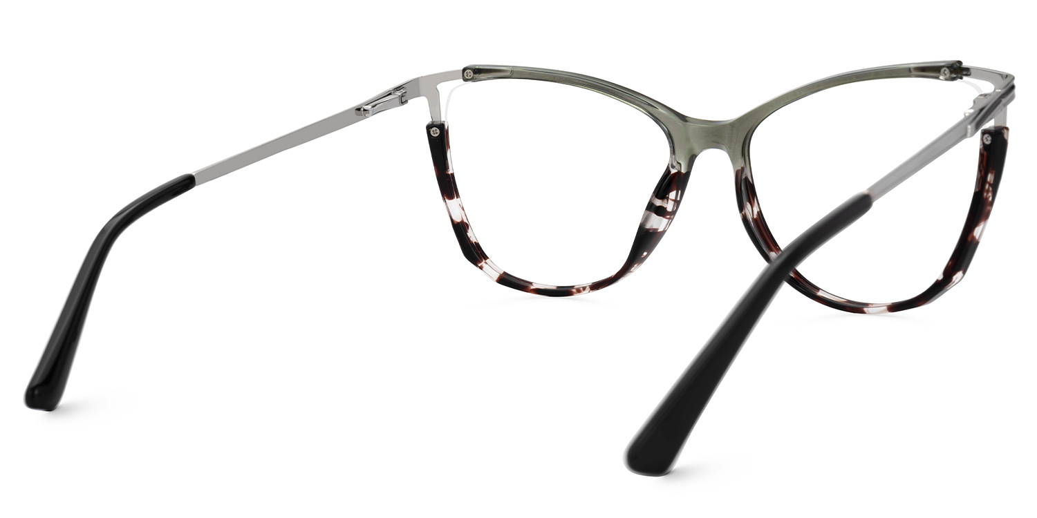 Yomary Grau-Braun Cateye Gemischte Materialien Brille2