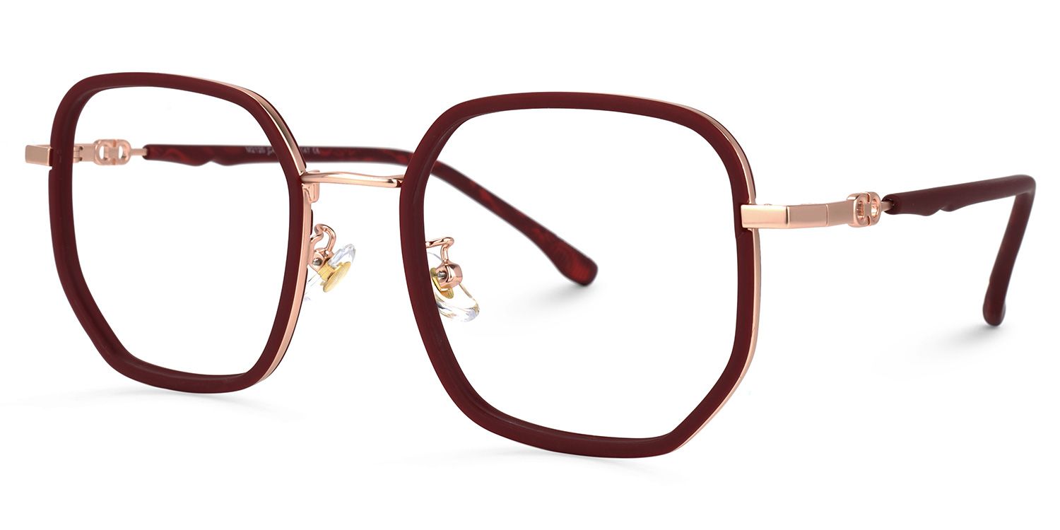 Kimi Dunkelrot Geometrisch Brille1