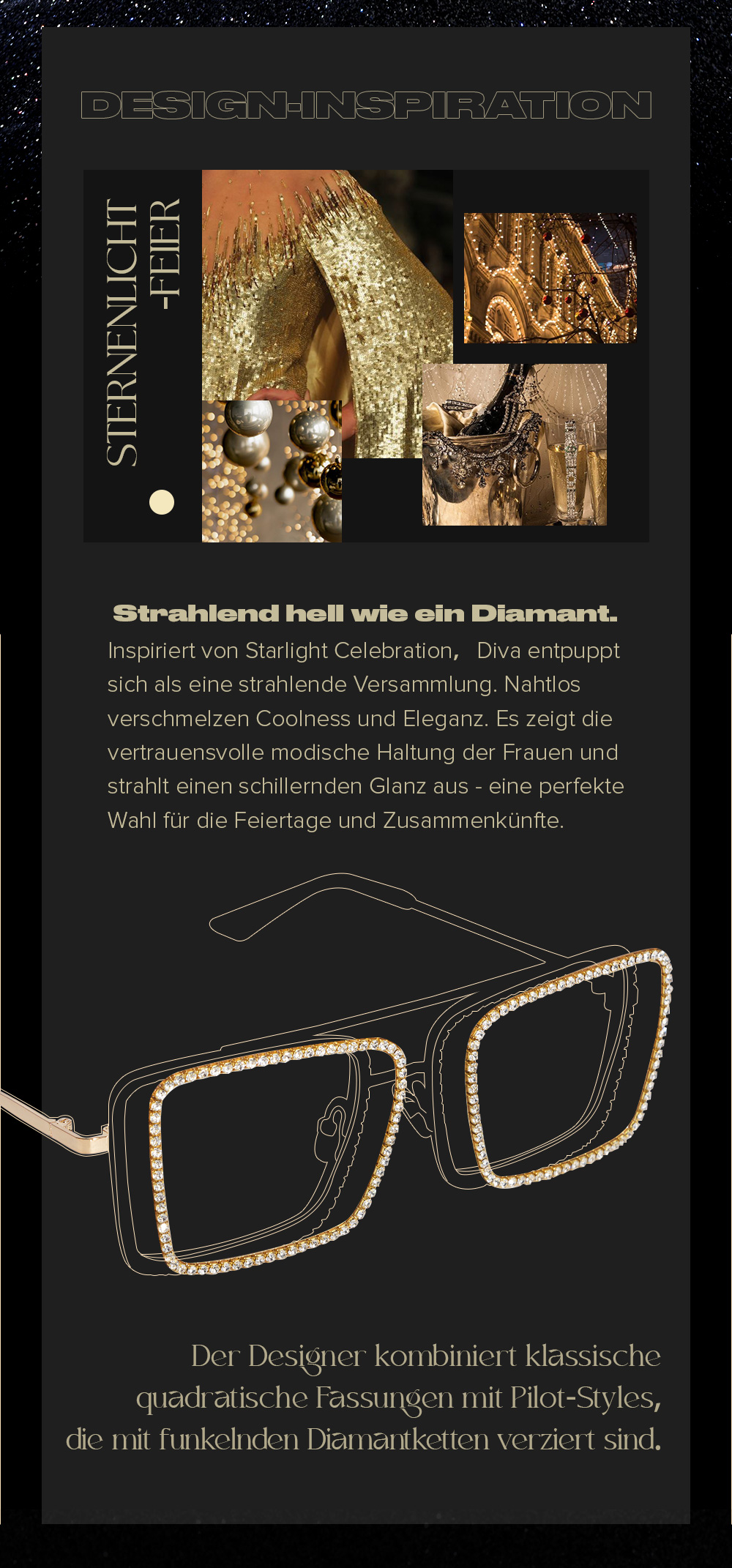 Diva Gold Quadratisch Brille