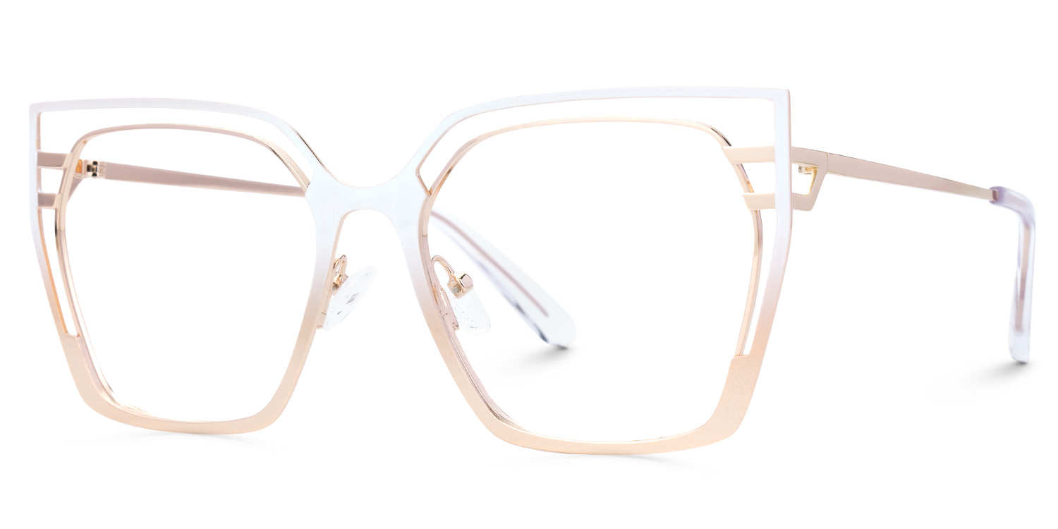 Quinn Weiß-Rosagold Geometrisch Brille1