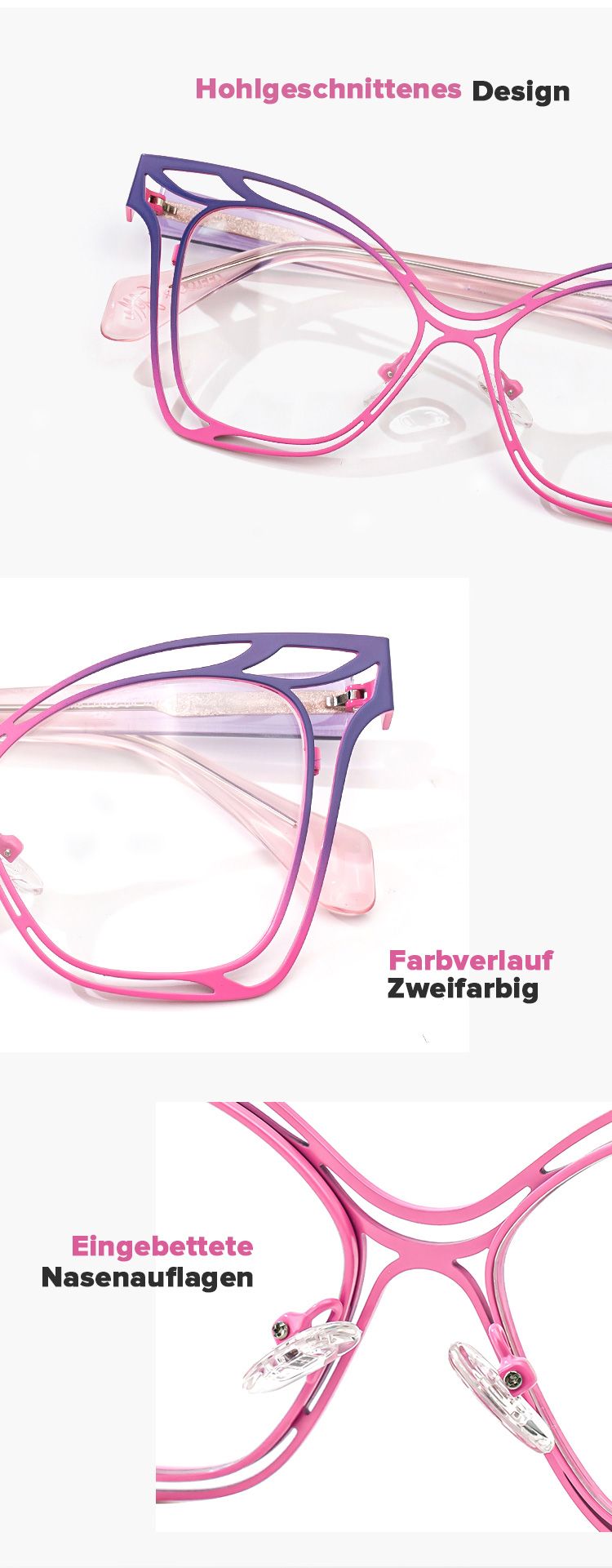 Cini Lila-Rosa Cateye Brille