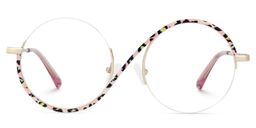 Alina Blumendruck-Rosa Rund Brille0