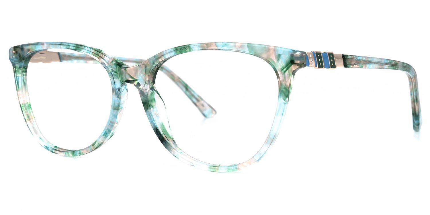 Gayla Blumendruck-Grün Cateye Brille1