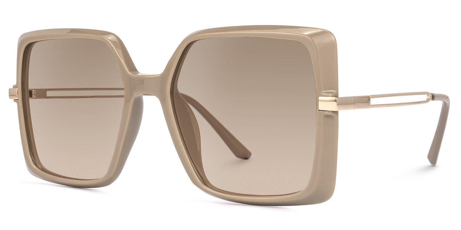 Geno Champagner Rechteckig Sonnenbrille1