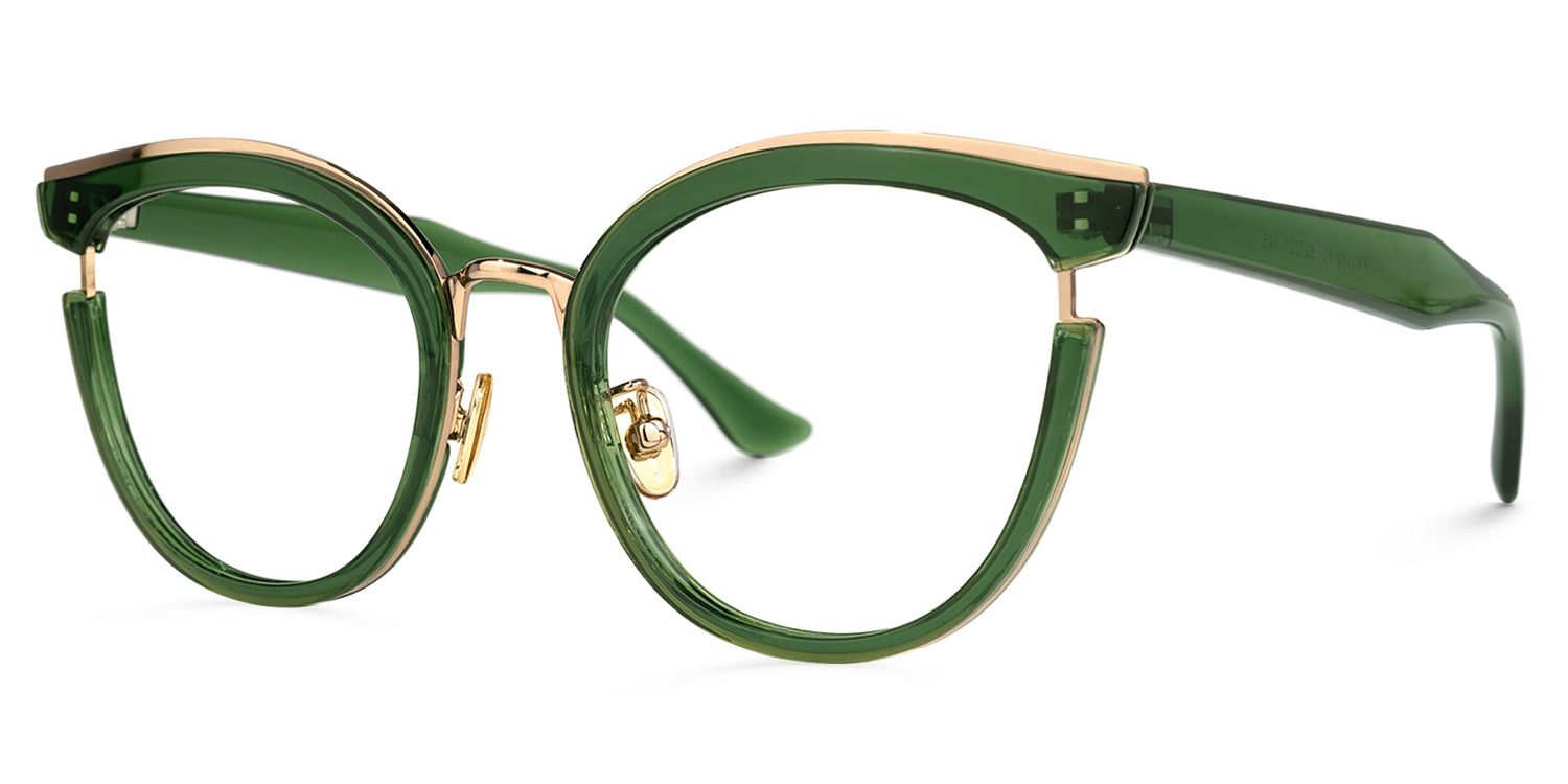 Laraine Grün-Gold Cateye Brille1