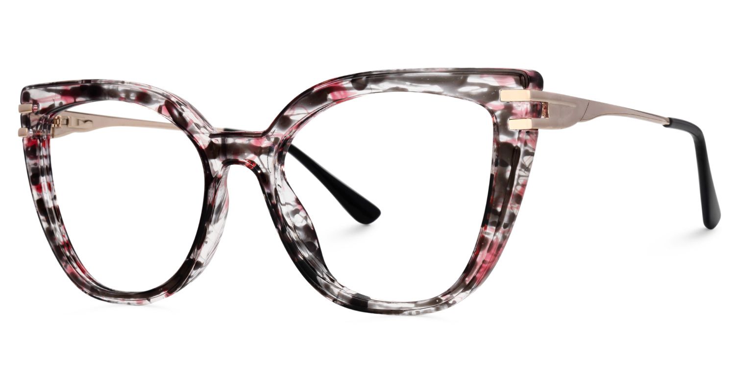 Caitlyn Blumendruck-Rosa Cateye Brille1