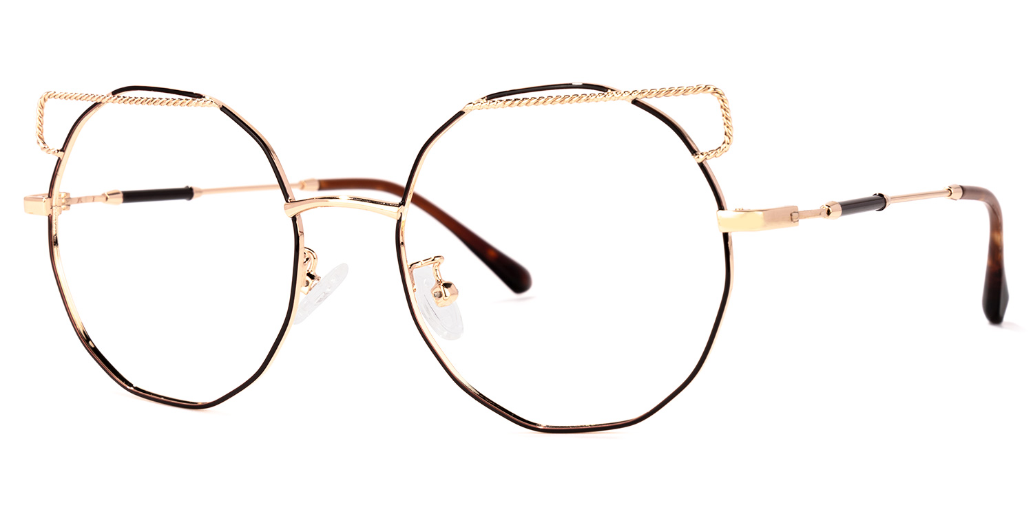 Vada Gold-Dunkelrot Geometrisch Brille1