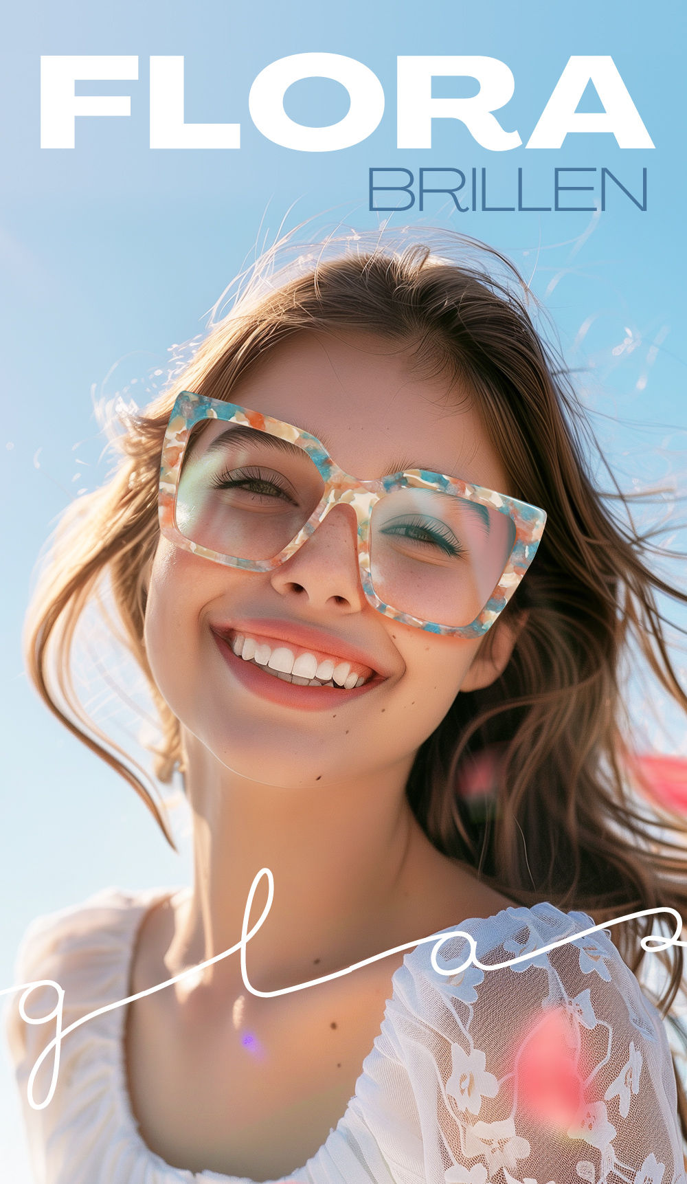 Flora Orange-Bunt Quadratisch Brille