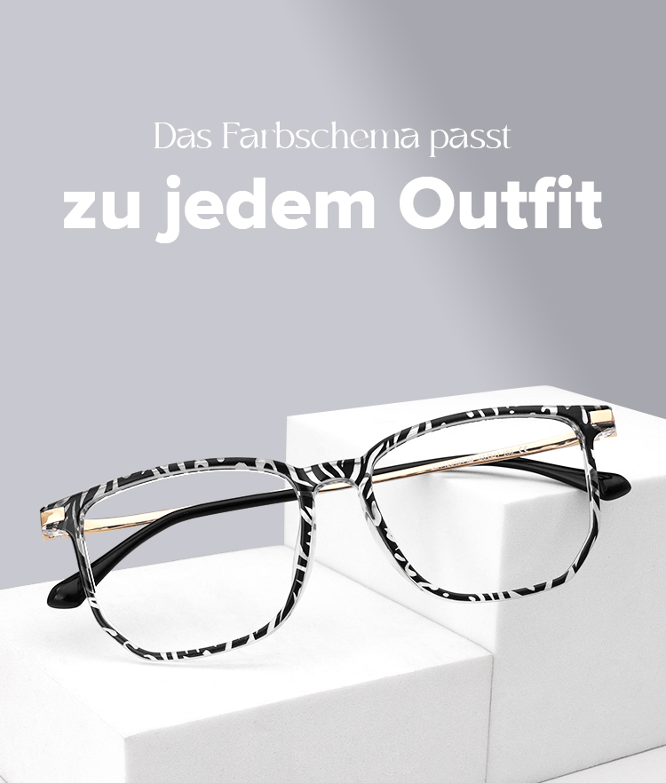 Fezell Schwarz-Weiß Rechteckig Brille