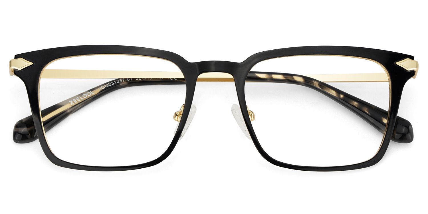 Chaney Schwarz Rechteckig Metall Brille1