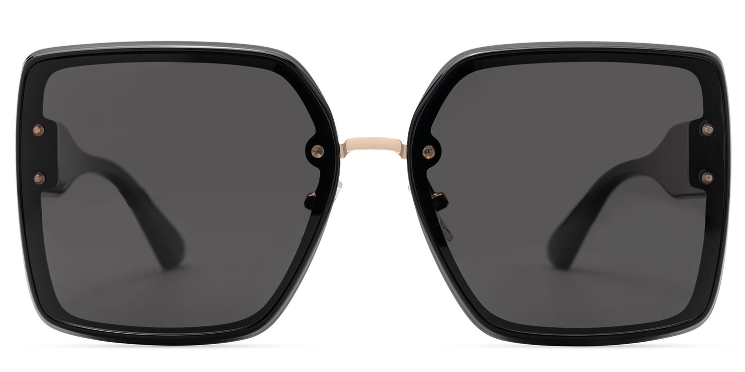 Rina Schwarz Quadratisch Sonnenbrille0