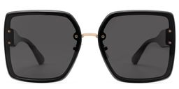 Rina Schwarz Quadratisch Sonnenbrille0