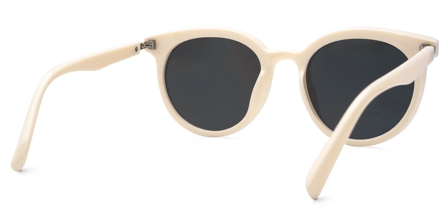 Percia Weiß Beige Rund Sonnenbrille2
