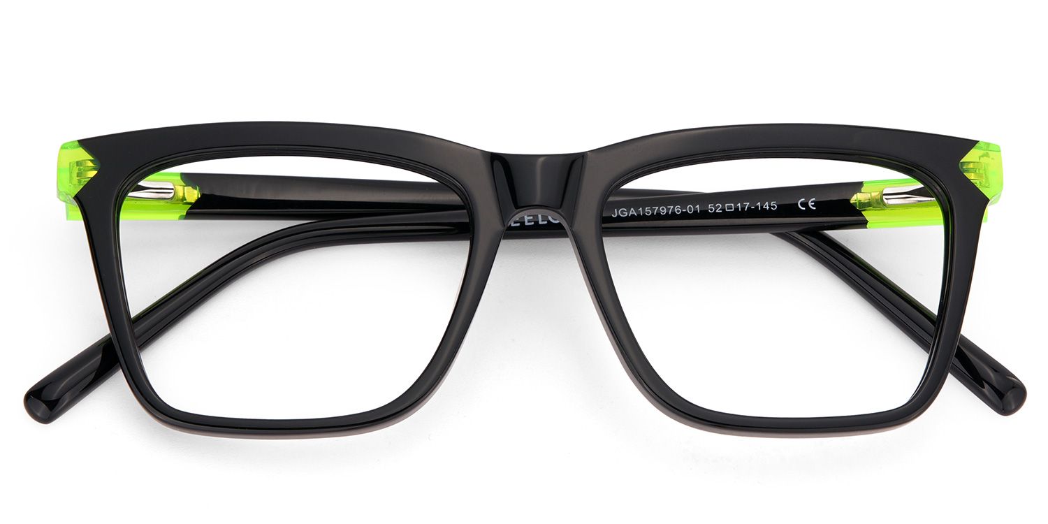 Denver Schwarz Rechteckig Acetat Brille1