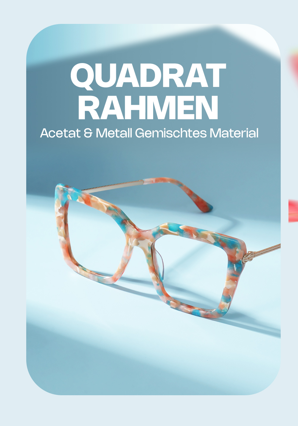 Flora Orange-Bunt Quadratisch Brille