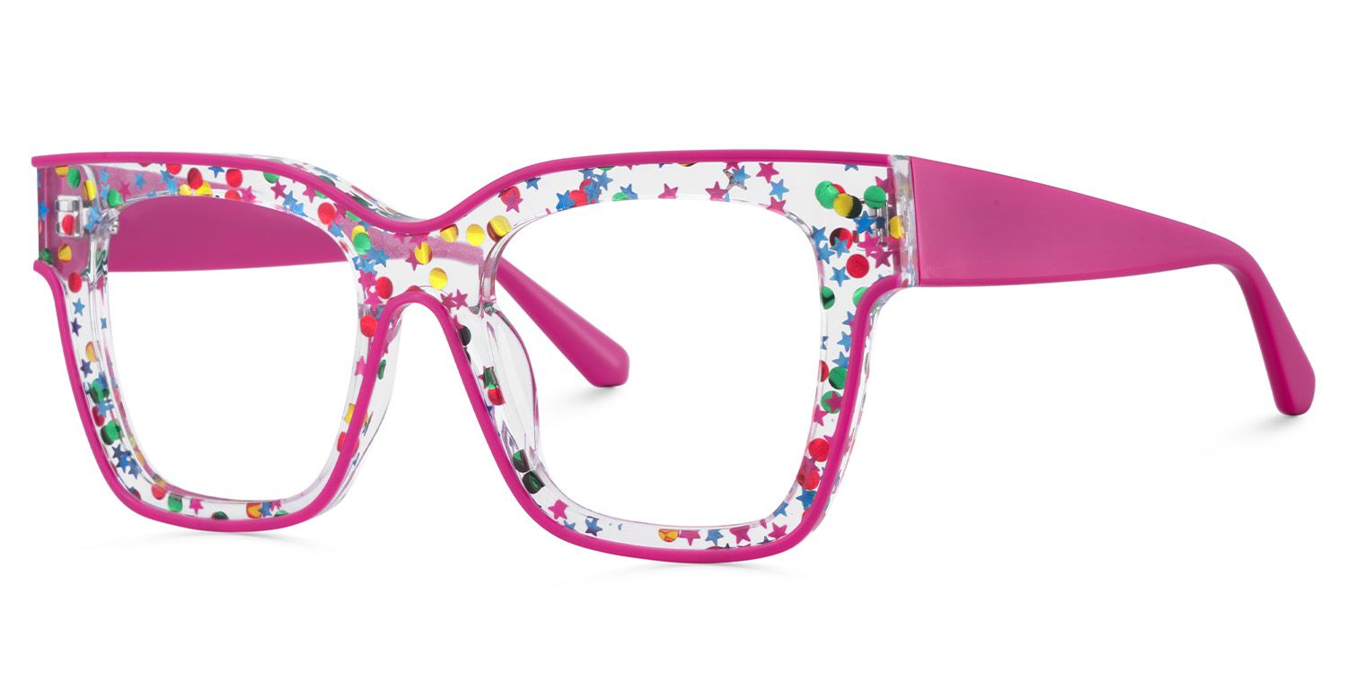 Zerica Rosa-Rot Quadratisch Acetat Brille4