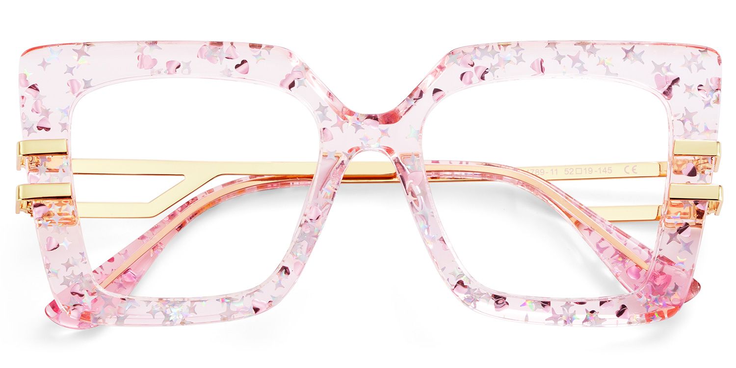 Poutine Rosa Quadratisch Gemischte Materialien Brille1