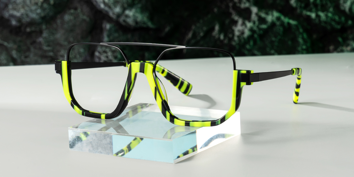 ZEELOOL Oromiya Schwarz-Grün Pilot Brille