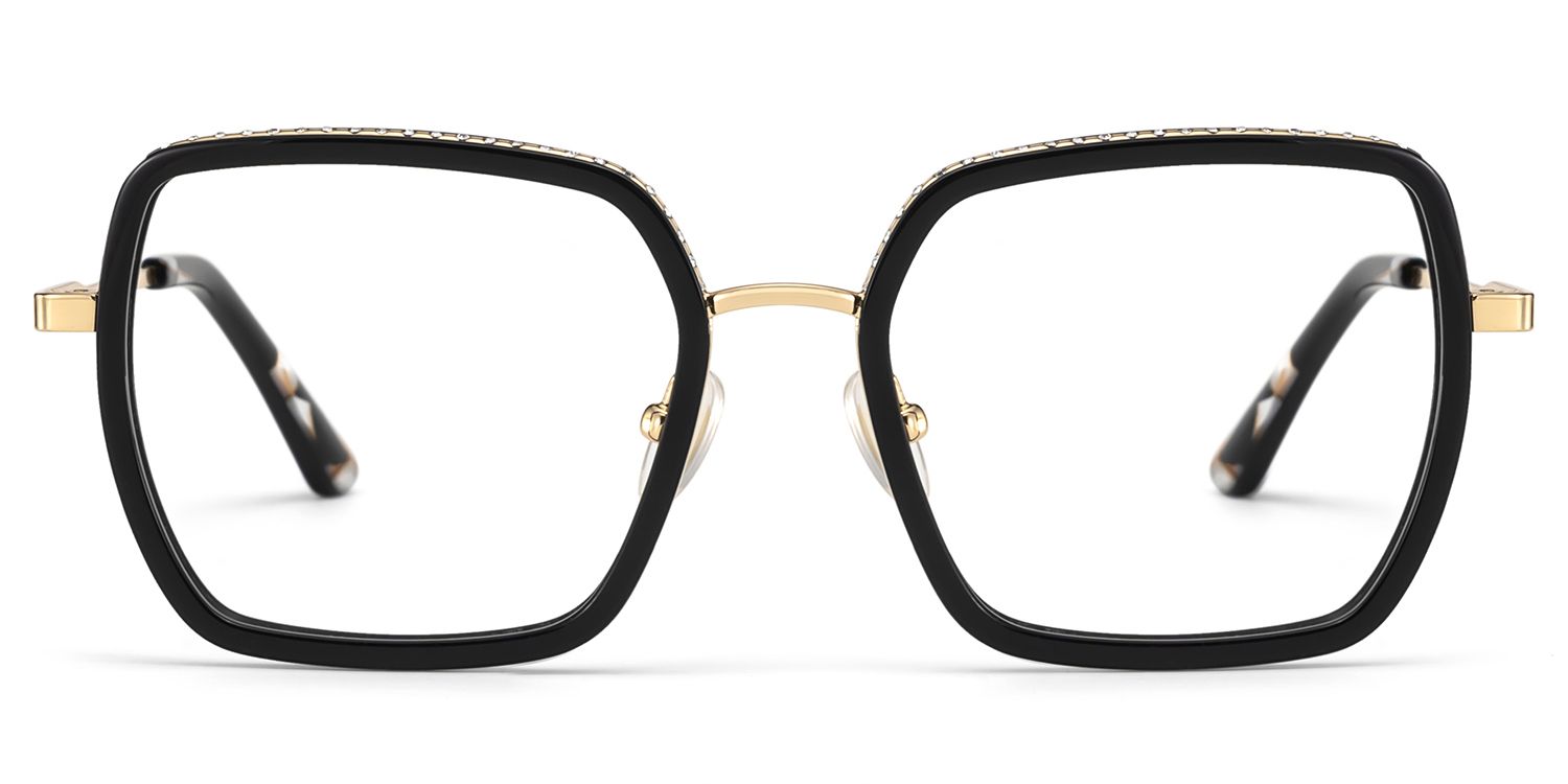 Fiona Schwarz Quadratisch Gemischte-Materialien Brille2