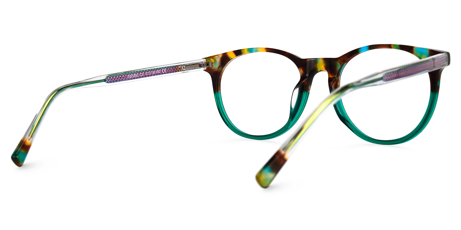 Necho Grün-Tortoise Rund Brille3