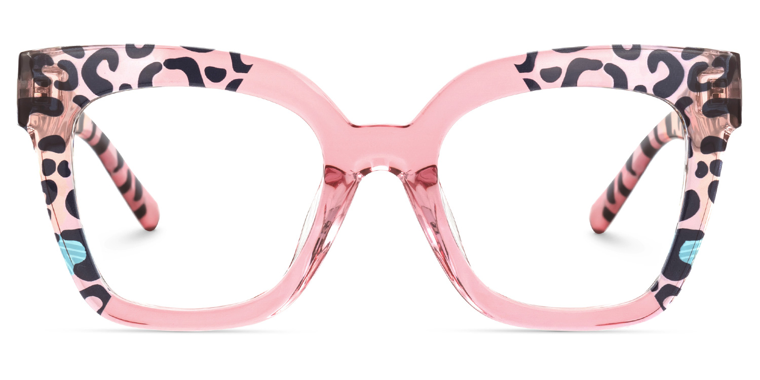 Malcolm Rosa-Leopard Rechteckig Brille