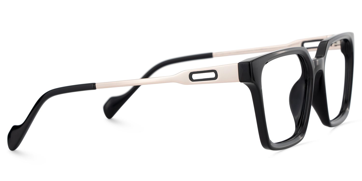 Mabel Schwarz Quadratisch Gemischte-Materialien Brille3
