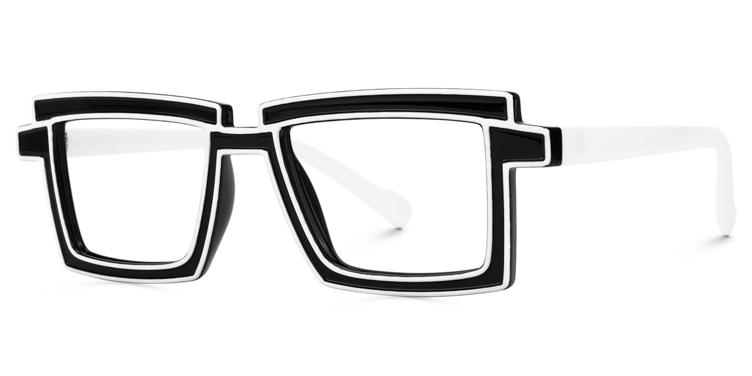 Zephyr Schwarz Rechteckig Brille1
