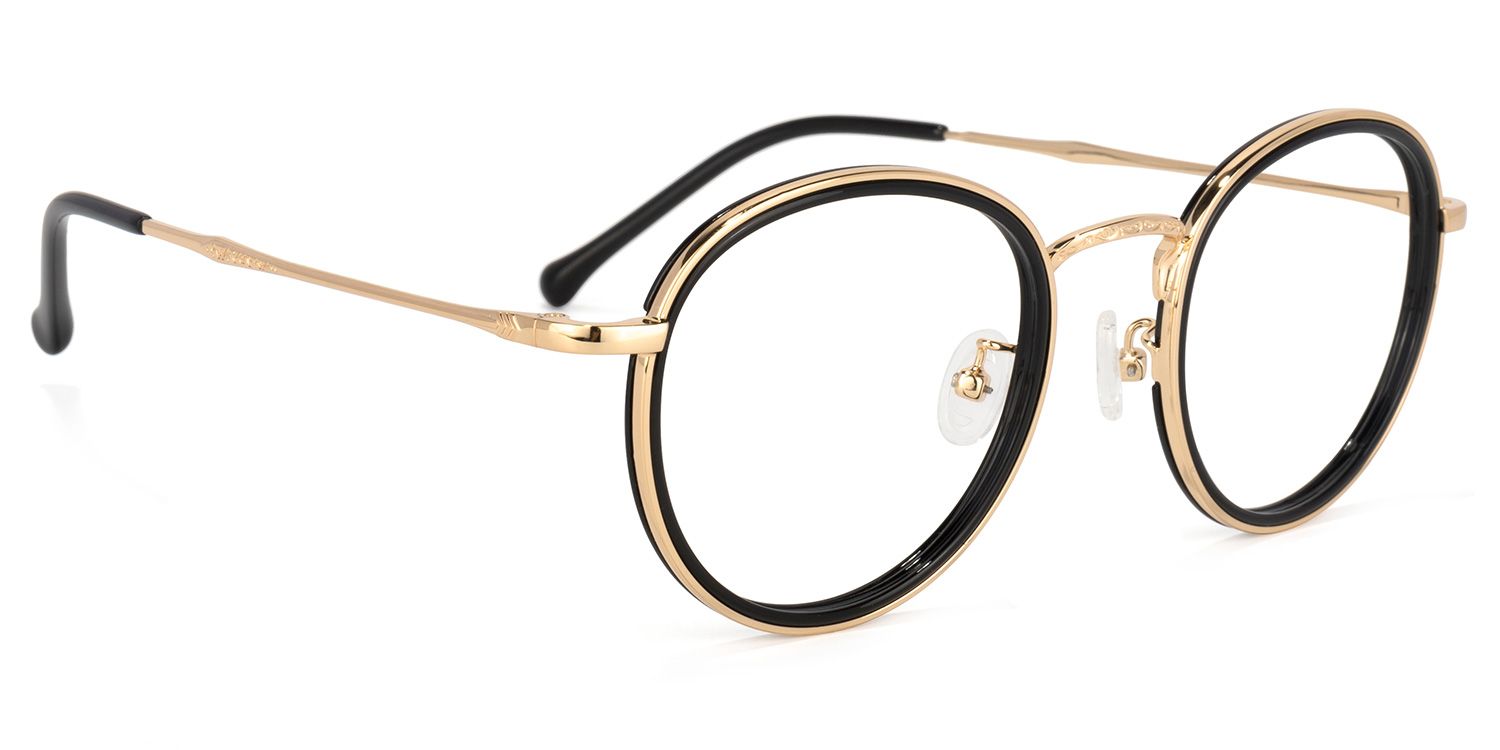 Taylor Schwarz-Gold Rund Brille2