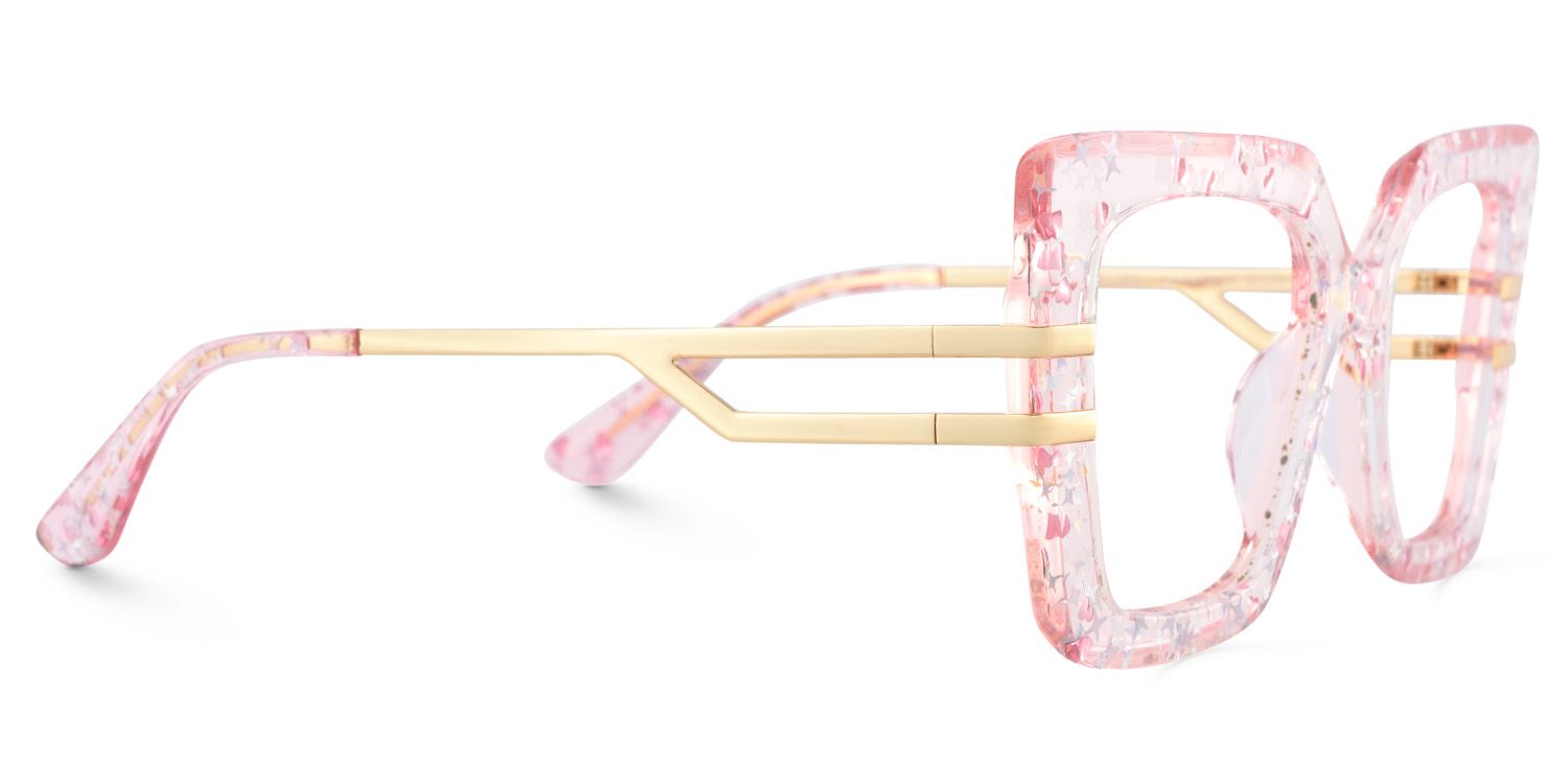 Poutine Rosa Quadratisch Gemischte Materialien Brille4
