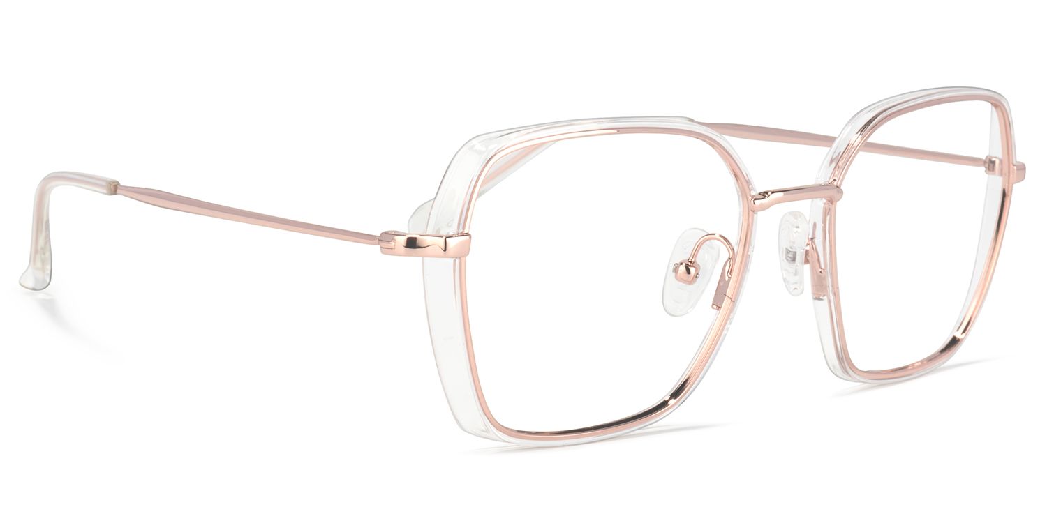 Natalee Gold Klar Quadratisch Brille2