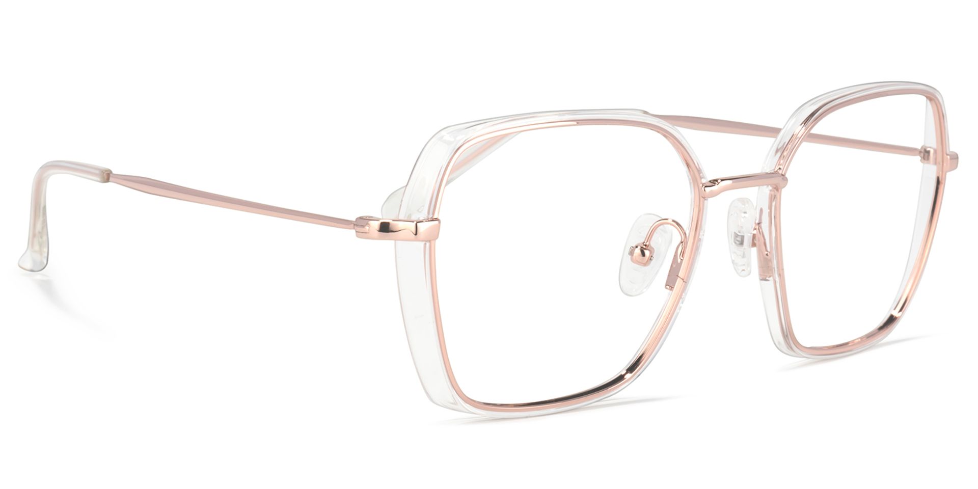Natalee Gold Klar Quadratisch Brille2