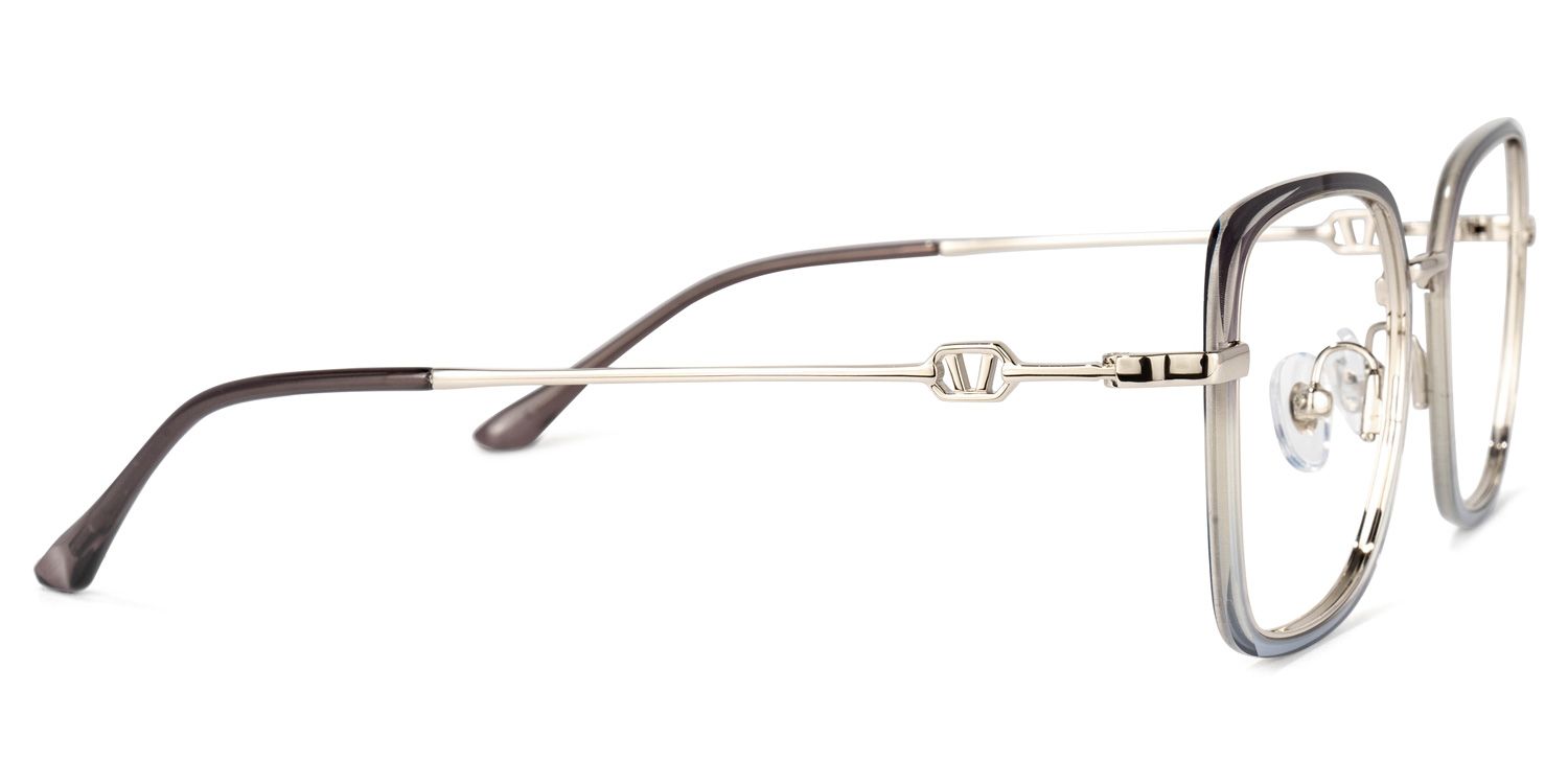 Zabdi Grau-Blau Quadratisch Brille2