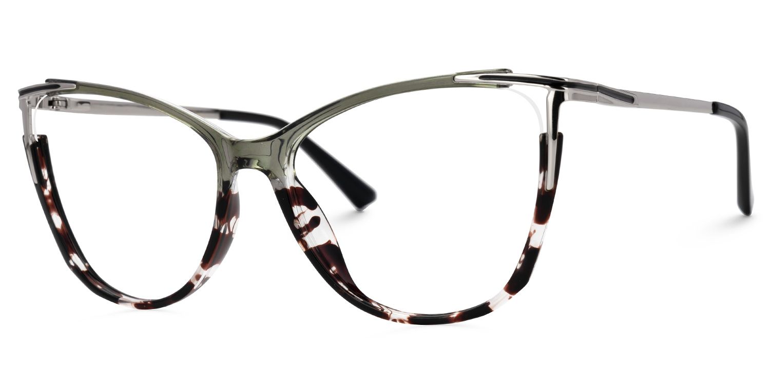 Yomary Grau-Braun Cateye Gemischte Materialien Brille1