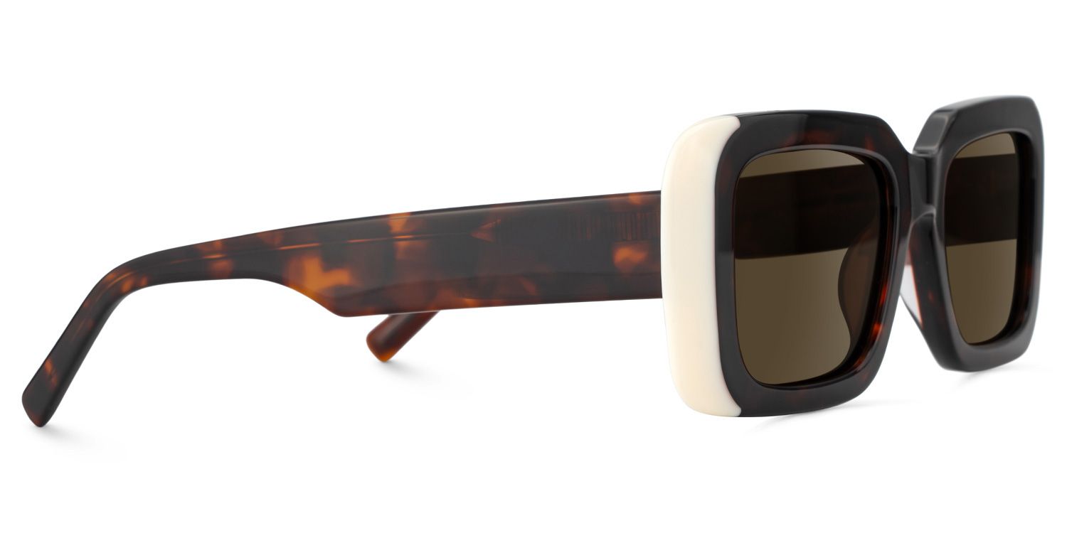 Freya Tortoise Rechteckig Acetat Sonnenbrille3
